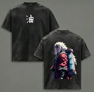  Grunge Graphic Album T-Shirt，Jiraiya Sannin Oversized Tee | Naruto Anime Double Printed Washed Shirt | Heavyweight Cotton | Viral Sad Ninja Aesthetic | Sage Mode Streetwear Top | Otaku Street Style Gift for Him Menswear T-Shirt (Sizes S-3XL)