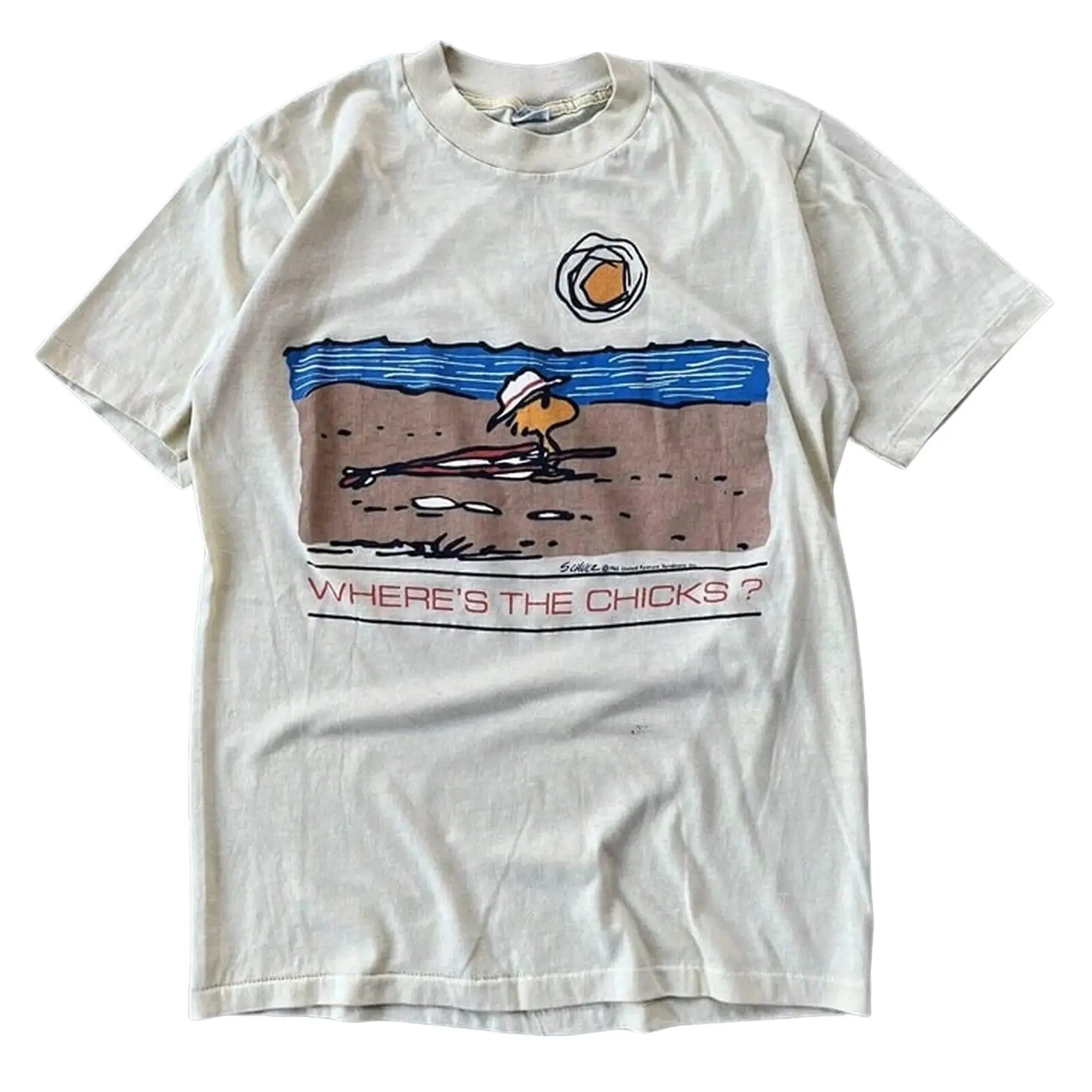 [SALE OFF 50%] Woodstock Peanuts Schulz T-Shirt, Wheres The Chicks Single Stitch T-shirt, Cotton Unisex T-shirt