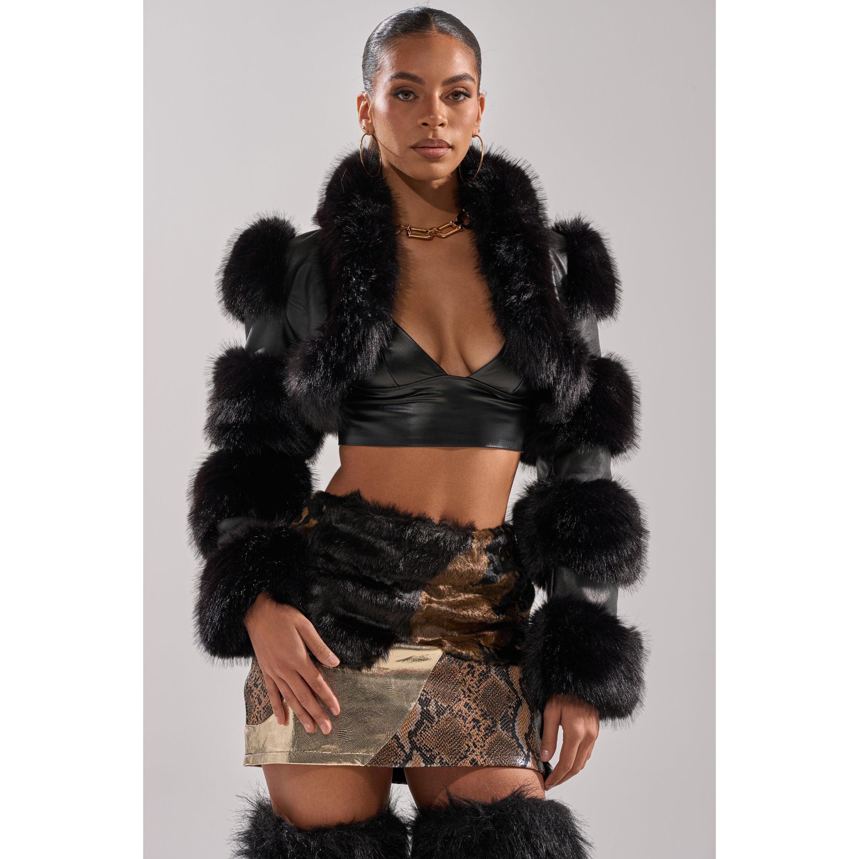 LOVERGIRL ULTRA CROP FUR TRIM MOTO
