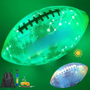 Football Glow in the Dark Luminous Glowing Football Size 9 & Youth Size 6 with Pump & Ball Carry Bag