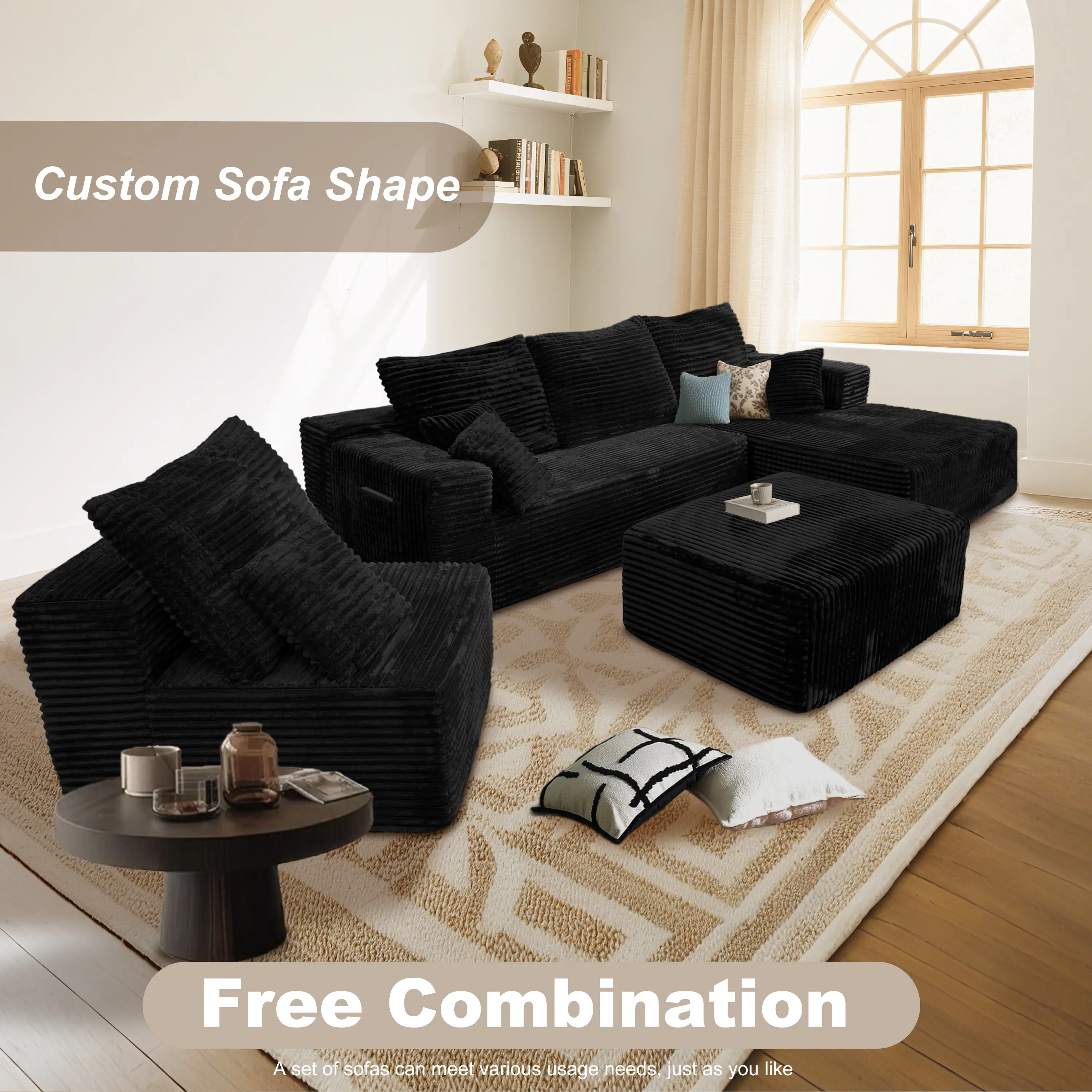 U-type sofa set【Right facing】