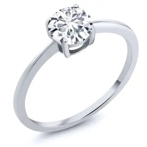 Gem Stone King 10K Gold IGI Certified Lab Grown Diamond Solitaire Engagement Ring For Women | 1 Ct Round Cut | D-E Color | VS1-VS2 Clarity | Available In Size 5, 6, 7, 8, 9