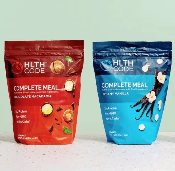 HLTH Code Complete Meal Replacement Shake with 27g High Protein, Vitamins & No Added Sugar for Gut Health Support, All Nutrition Protein Shake, Healthiest Protein Supplement for Healthcare & Fitness,  15 Meals Per Bag