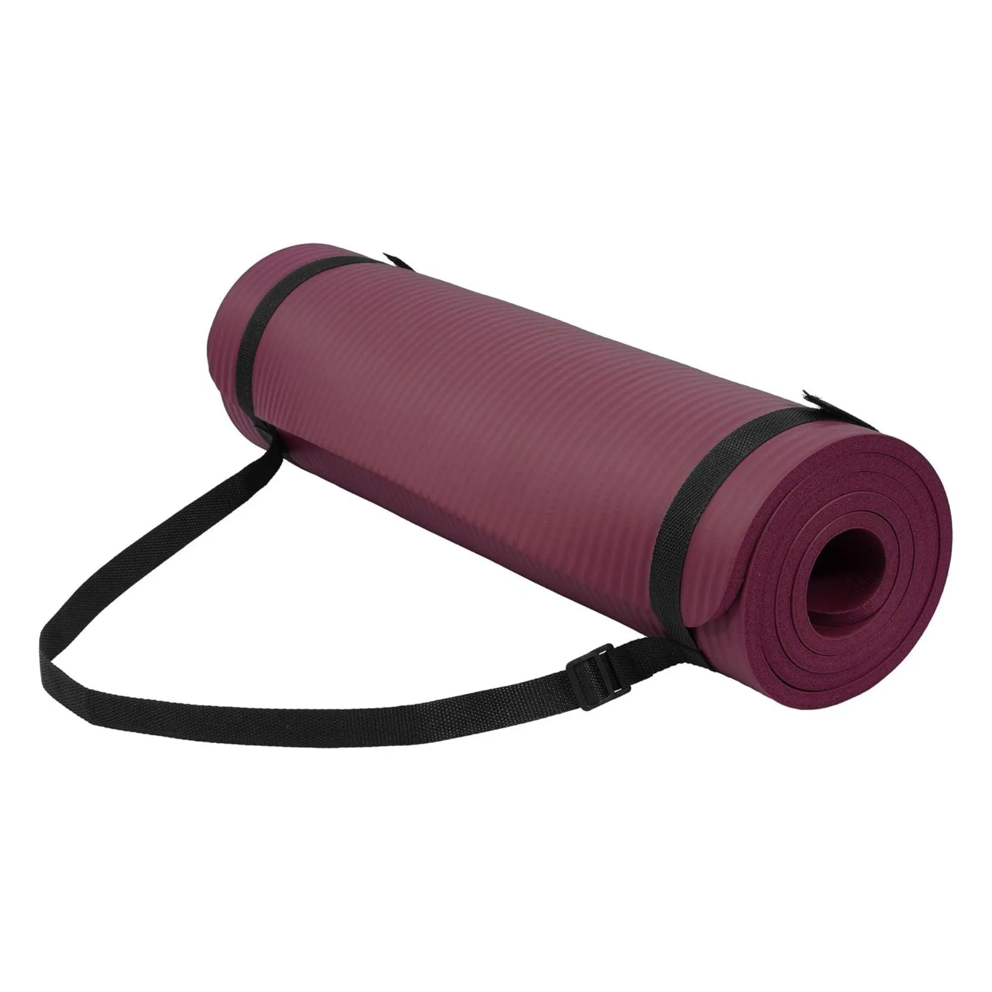 Fitvids 1/2" Thick High Density Exercise Yoga Mat, Carrying Strap, Deep Wine Fitvids 1/2" Thick High Density Exercise Yoga Mat, Carrying Strap, Deep Wine