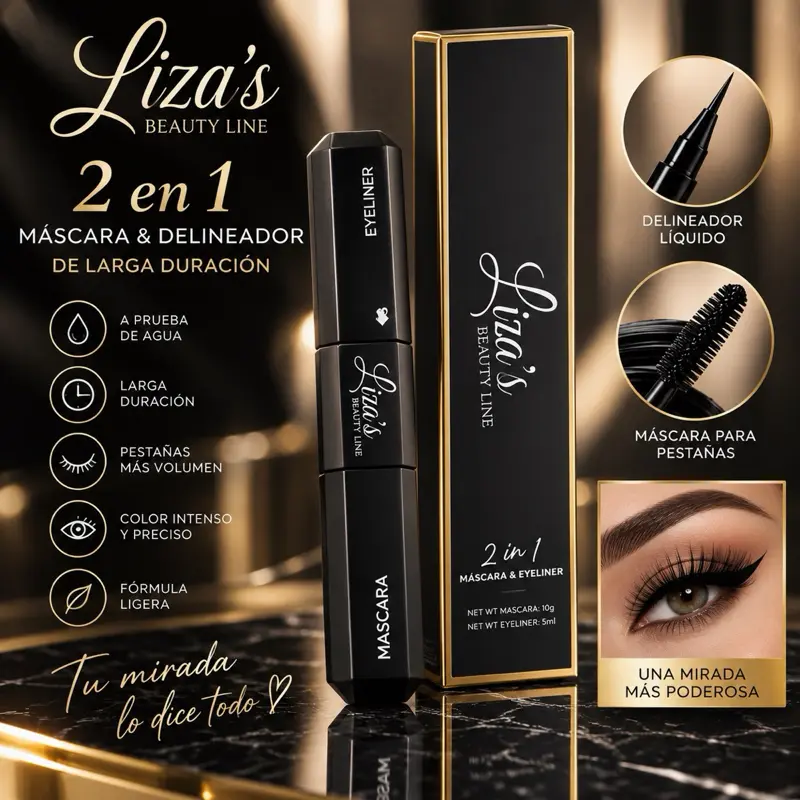 1320-  Liza's 2-in-1 Mascara & Eyeliner Compact Makeup Cosmetic 20Ml Dual Function Versatile for Natural to Dramatic Looks