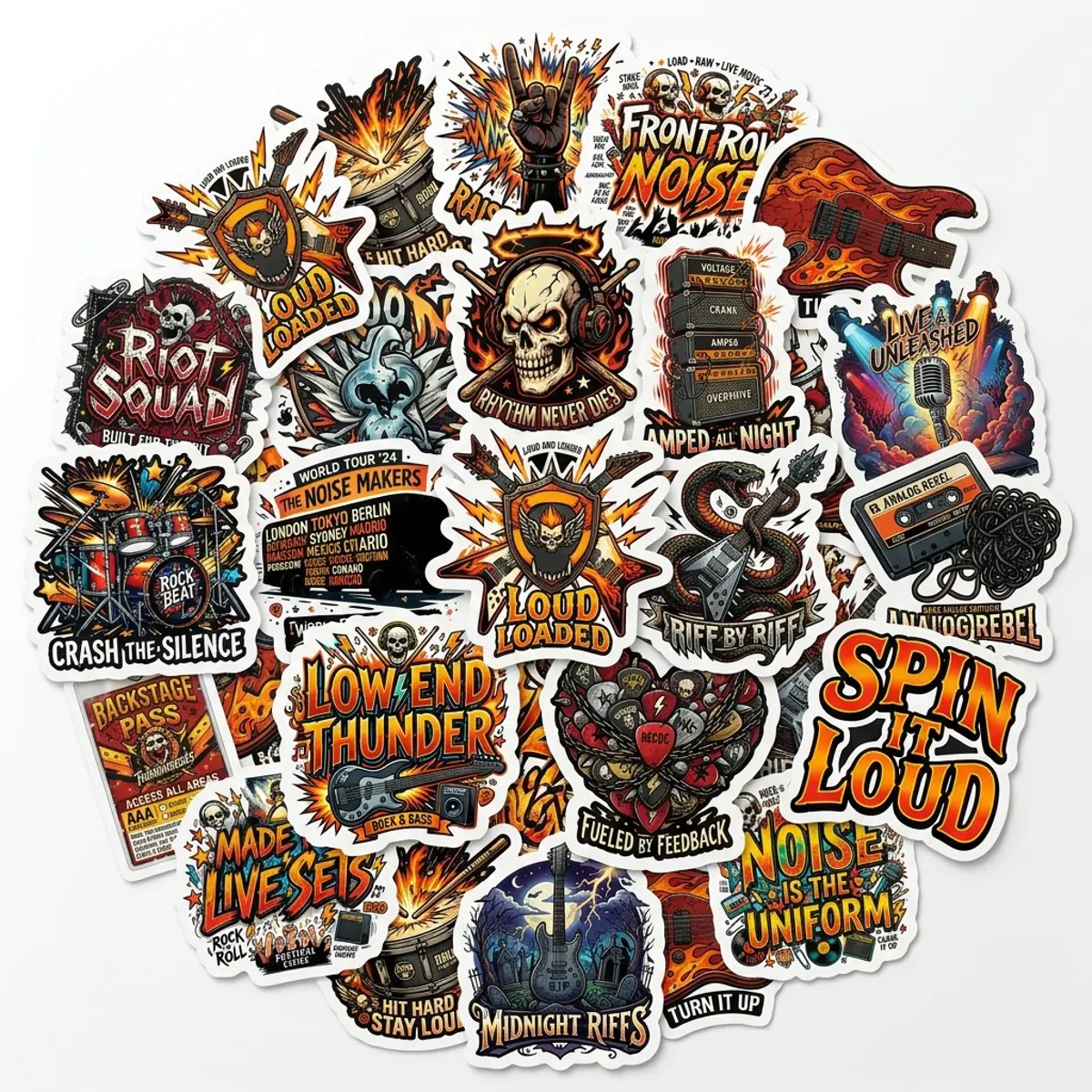 Rock Band Stickers Pack 20pcs - Perfect for Music Enthusiasts and Collectors - Ideal Gift for Fans - 20 Pieces