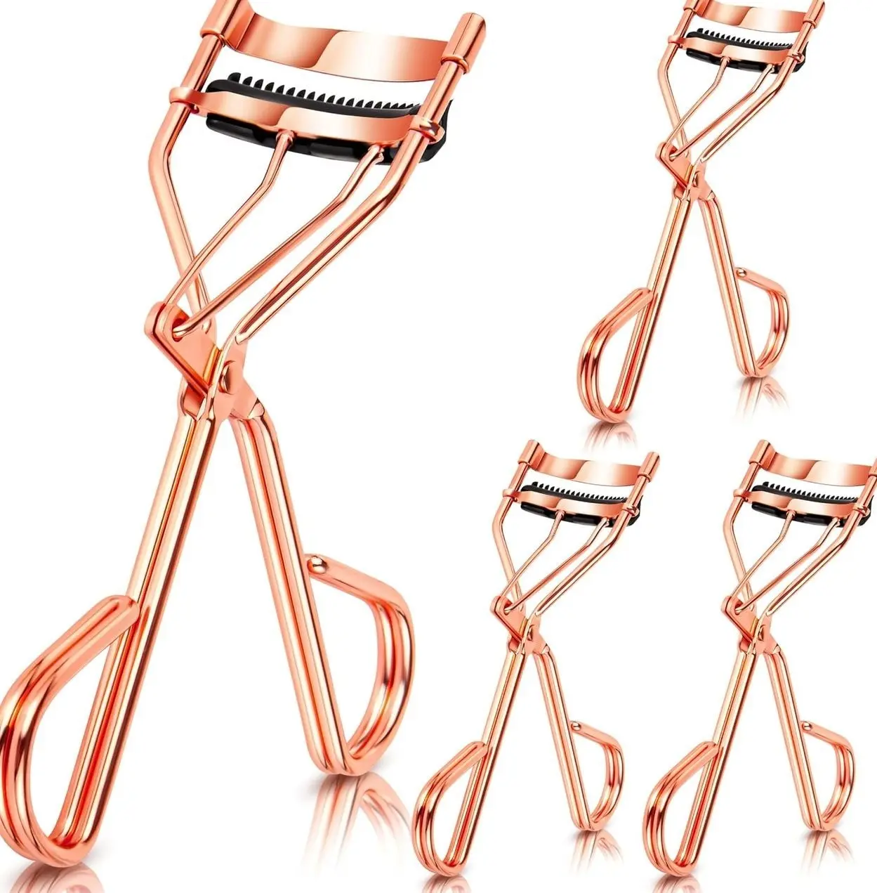 4Pcs Eyelash Curlers with Comb, Rose Gold Beauty Eyelashes Curlers with Built in Comb, Lash Curler Makeup Tool for Women and Girls