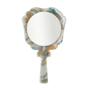 VOCOSTE 1pc Women's Handheld Makeup Mirror for Beauty Parlor Travel Vacation Gym Amber