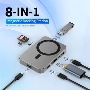 DAGUAIKA M.2 2230 2242 2280 Magnetic NVME SSD Docking Station USB 3.2 Hub Type-c Converter Hub 10Gbps PD 4K60HZ HDMI SSD Enclosure with cooling fan