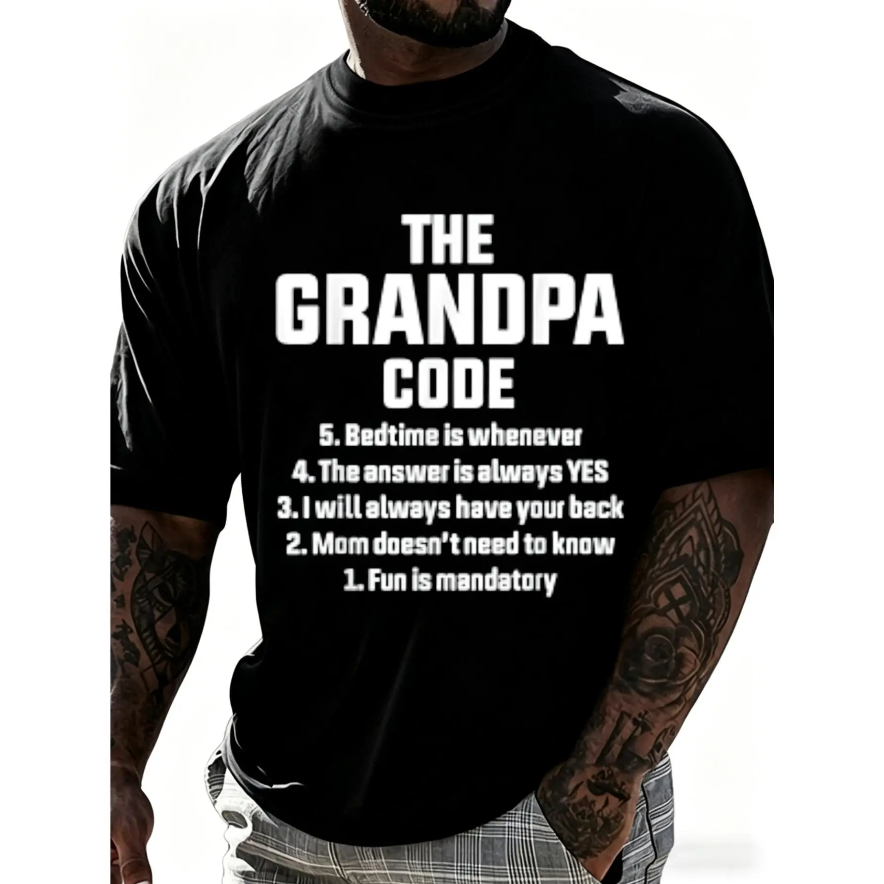 100% Cotton The Grandpa Code - Mens Funny Saying Grandpa T-Shirt Graphic Crewneck