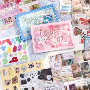 Paper Master Retro Memo Series Dual Texture Laminated Sticker Book with Adhesive Backing, Vintage Style Note Pad, Office Supplies