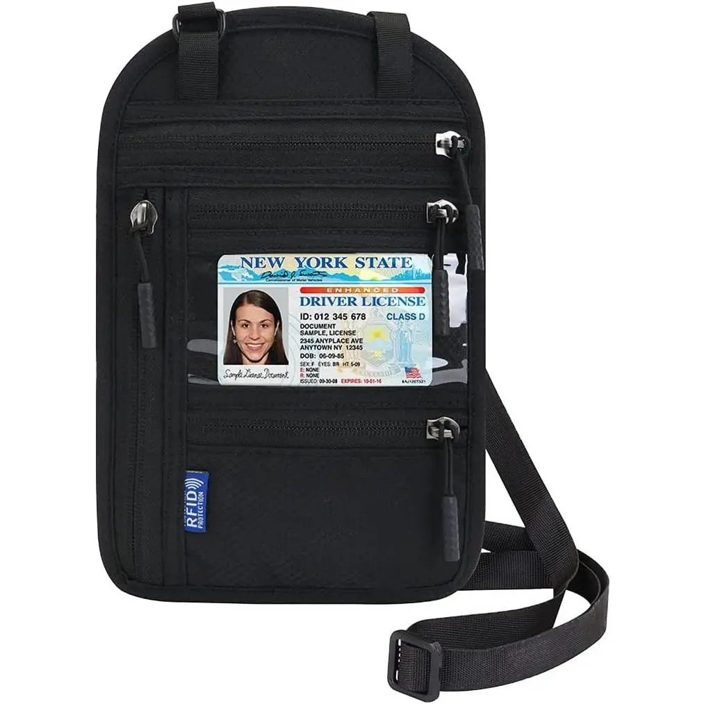 Neck Wallet Lightweight RFID Blocking Waterproof Travel Pouch Passport Wallets for Women Men