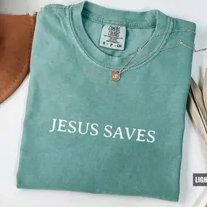 Comfort Colors Jesus Saves Shirt, Trendy Christian T-Shirt, Christian Tee, Gift for Men, Women Womenswear Cotton Fabric Fit Top Soft
