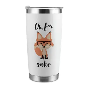 Oh, For Fox Sake - 20oz Stainless Steel Funny Tumbler, Unique Birthday Gift for Women & Men, Perfect Office Gift for Coworkers & Best Friends