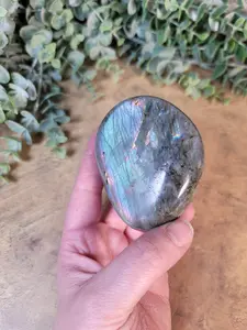 Labradorite Palm Flashes blue, purple third eye chakra intuition crystal