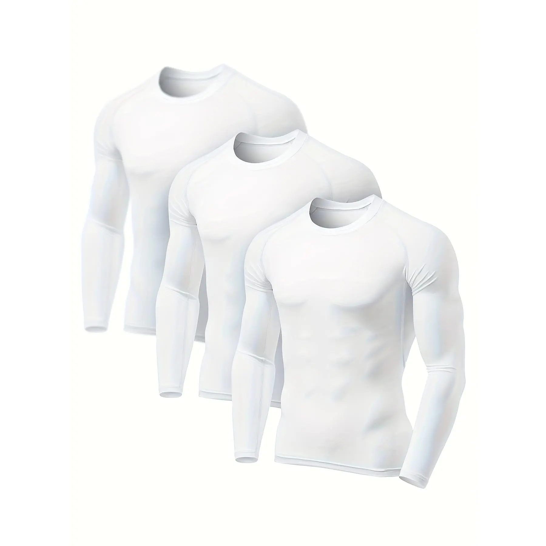 [Thermal Shirts] 3pcs Thermal Long Sleeve Compression Shirts |   Men's Winter Gear Sports Base Layer Top, Athletic Running T-Shirt