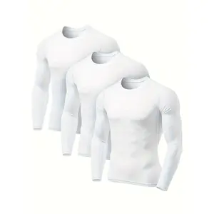 [Thermal Shirts] 3pcs Thermal Long Sleeve Compression Shirts |   Men's Winter Gear Sports Base Layer Top, Athletic Running T-Shirt