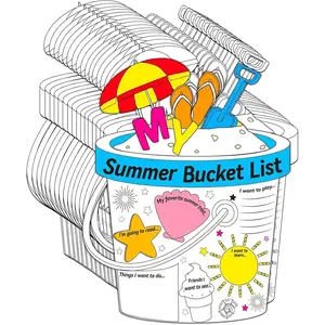 40 PCS Summer Activity Poster for Kids & Classroom, Unframed Round Cartoon Wall Art, Summer Bucket List Poster for Camp, Elementary School, Birthday Parties