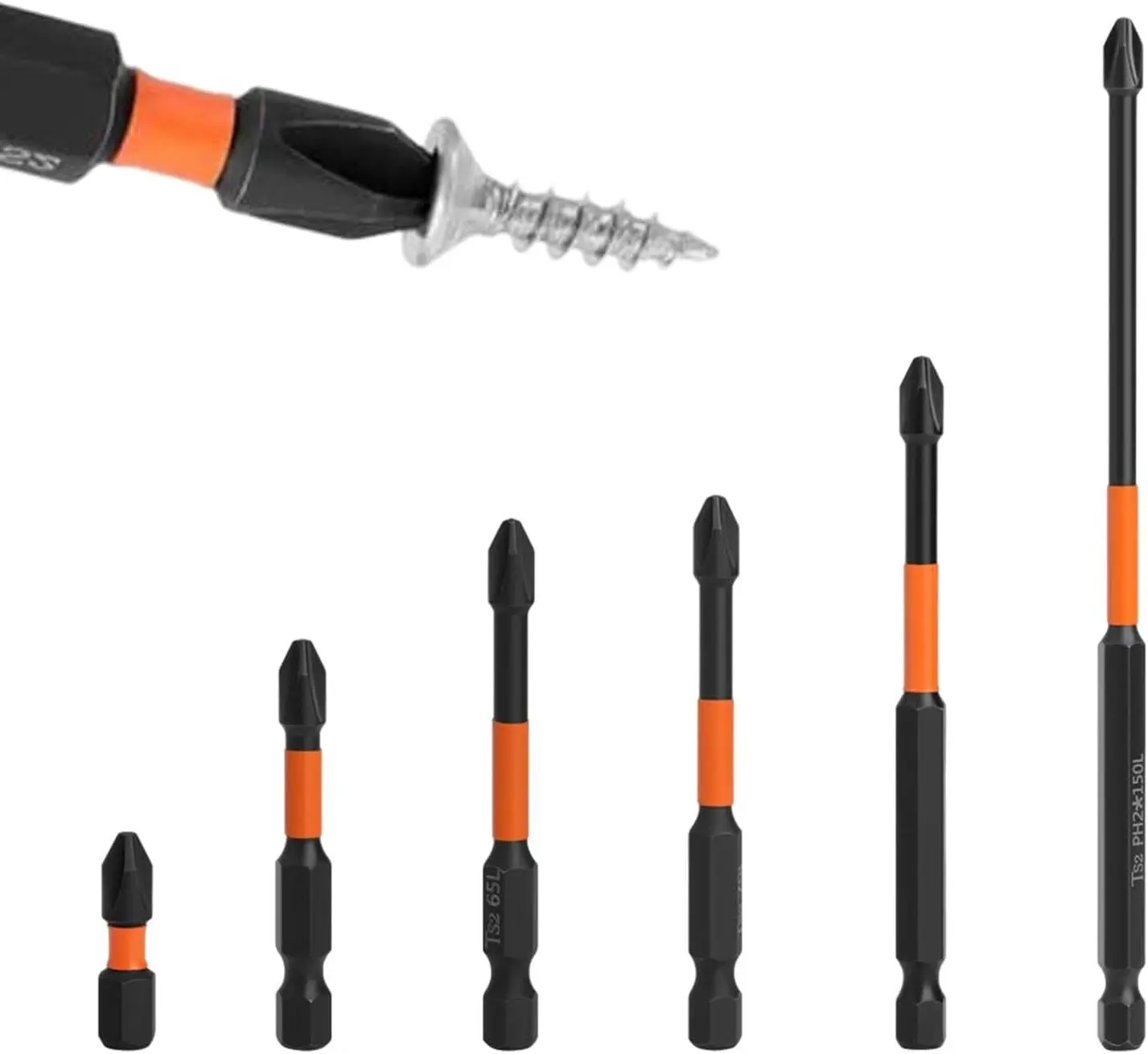 Magnetic Phillips screwdriver bit set, 6 pieces, high hardness, anti-slip screwdriver heads, suitable for assembly and disassembly with electric and manual drills, screwdriver bits, drill bits, hex accessory tools, multi-size screwdrivers circuit breaker