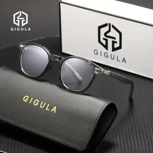 GIGULA Designer Vintage Anti-Blue Light Anti-Fatigue Glasses - Round Reading Glasses with Magnetic Leather Case, Unisex Computer/Screen Specific, Tortoiseshell (No Prescription) - Luxury Gift Box Set