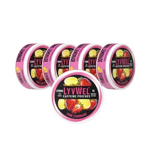 LYVWEL Pink Lemonade 5-Pack 225mg Caffeine per Pouch 15 Pouches per Jar Sugar-Free Energy Drink Mix Beverage Sport Drink