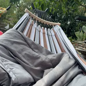 Hamaca Cotton Hammock Portable Camping Hammocks for Hanging Sturdy Garden Comfortable Fabric Hammock Up to 450lbs for Camping Outdoor/Indoor Patio Backyard