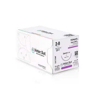 VeterSut VetCRYL Absorbable Polyglactin Surgical Suture USP Size 2-0, (CP-1) 1/2 36mm Reverse Cutting Needle, 36 Inches (90 cm), 12 Count, Veterinary Use