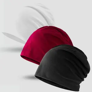 Unisex Slouchy Beanie Skull Cap Stay Dry Fresh Breathable for Running Gym Sleeping Commuting Daily Use in Black Red & White
