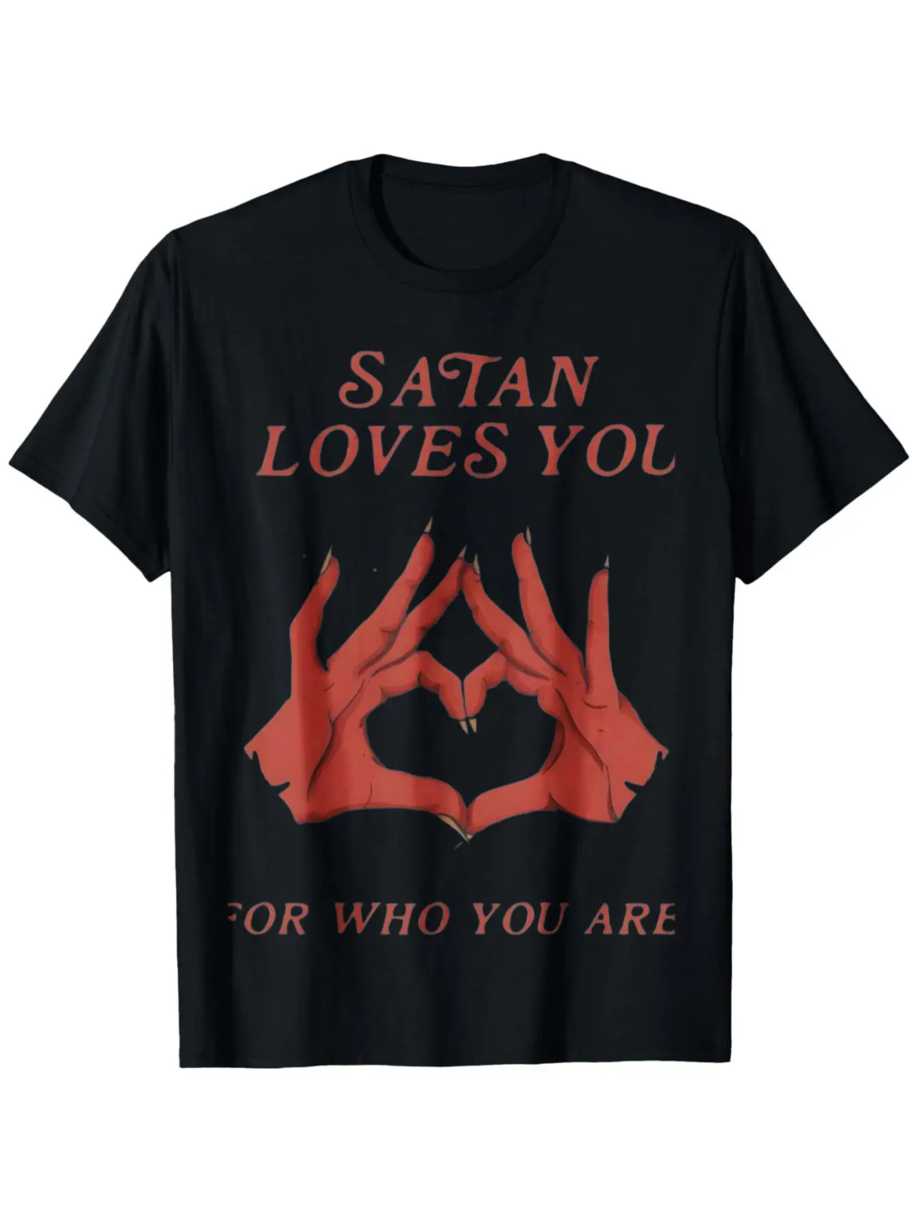 Men's T-Shirt Retro Edgy "Satan Loves You" Graphic Print Loose Fit Short Sleeved Top y2k Vintage Streetwear Christmas Thanksgiving Gift Cyber Monday Distressed