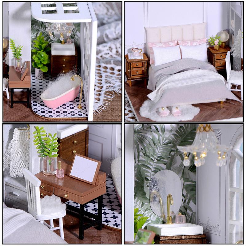 DIY Mini Dollhouse Kit With Dust Cover, Suitable For Bedroom And Study Decoration, A Meaningful And Ideal Gift For Craft Enthusiasts.