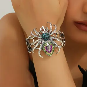 Spider Bangle Bracelet Halloween Jewelry Dark Punk Zinc Alloy Rhinestones Women's Party Accessories Edgy Elegance