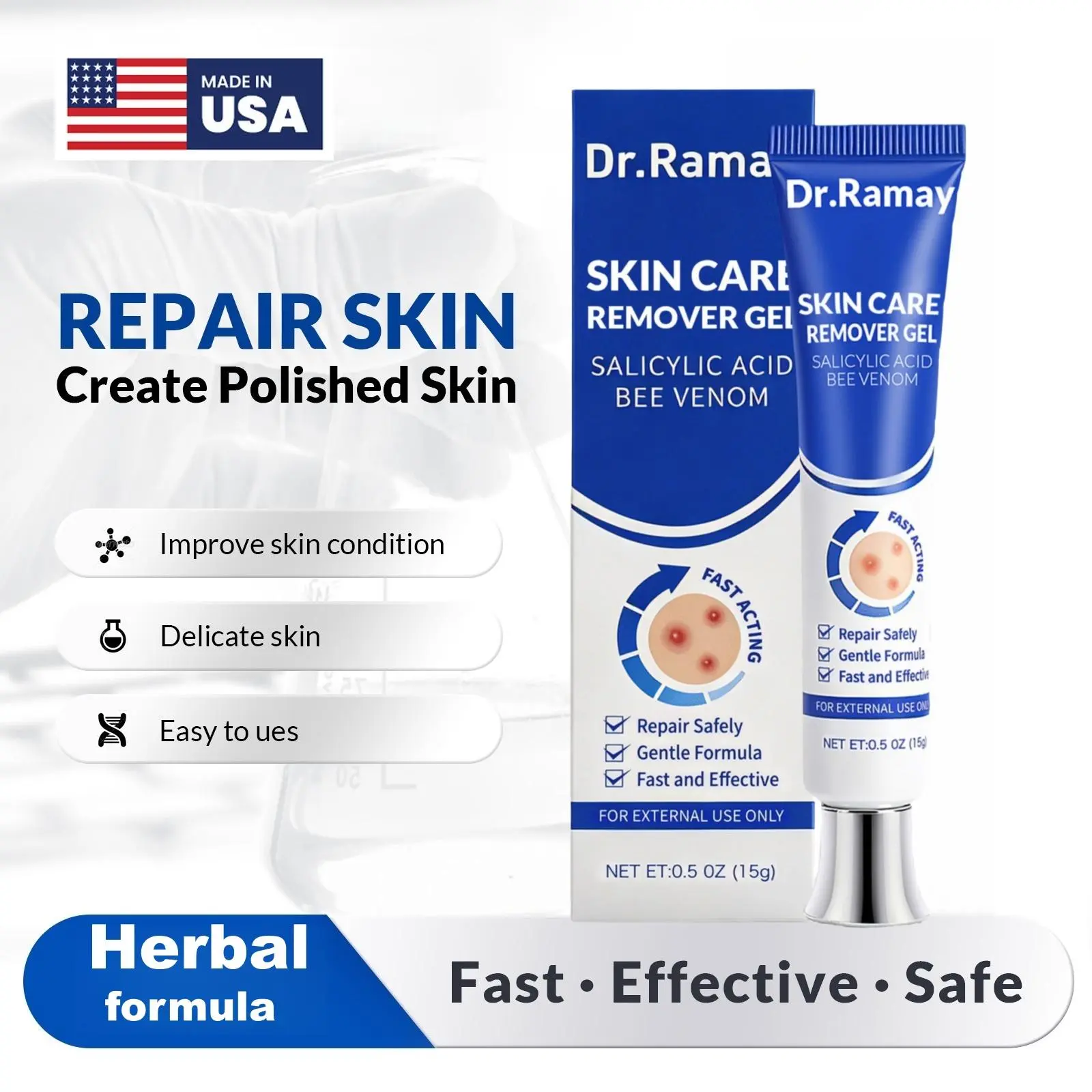 DR.RAMAY Salicylic Acid Skin Repair Gel - 15g, Targets Problematic Skin, For Neck Hand & Foot Care, External Use Only
