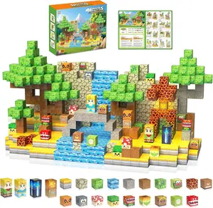 200PCS Magnetic Blocks - Light Up Magnetic Building Blocks Magnet Block Cubes Forest Set, STEM Sensory Stacking Toys for Kids Boys Girls Ages 3 4 5 6 7 8-12 Holiday Christmas Birthday Gifts