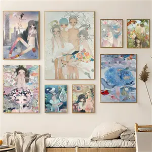 Aya Takano Anime Painting Calligraphy Eco-Friendly Cotton Canvas Poster Fine Texture Smooth Surfac Waterproof Wall Art for Home & Outdoor Decor Gift