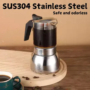 Household Coffee Making Tool, Stainless Steel Coffee Pot, Clear Modern Coffee Pot, Glass High Temperature Resistant, Multifunctional Portable Hand Brewing, for Home Office Dormitory Use
