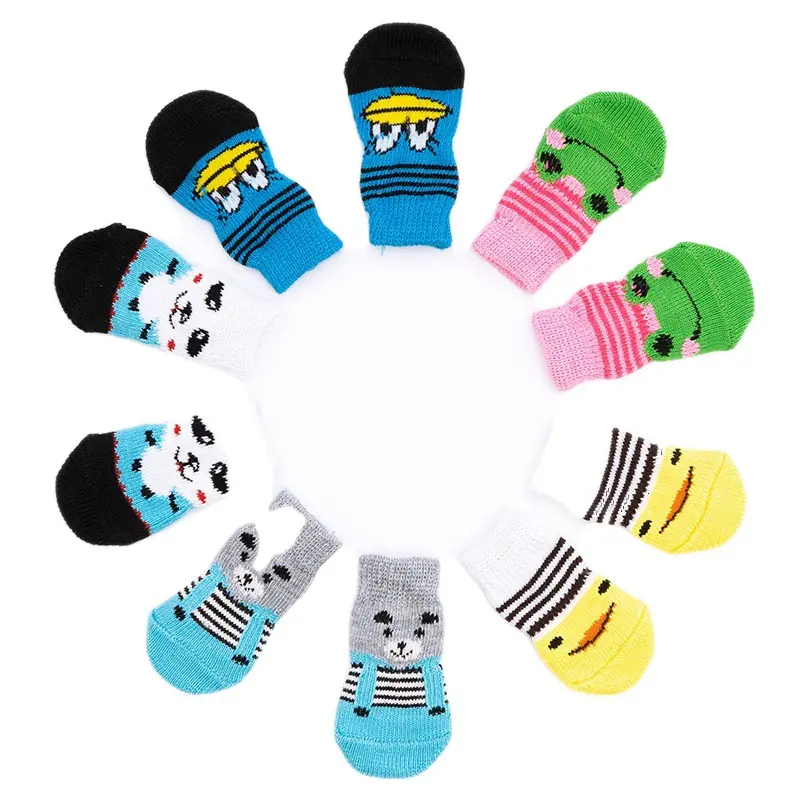 Soft Cotton Anti-Scratch Pet Socks, Dog & Cat Paw Covers for Floor Protection, Furniture Claw Prevention & Clean Floors
