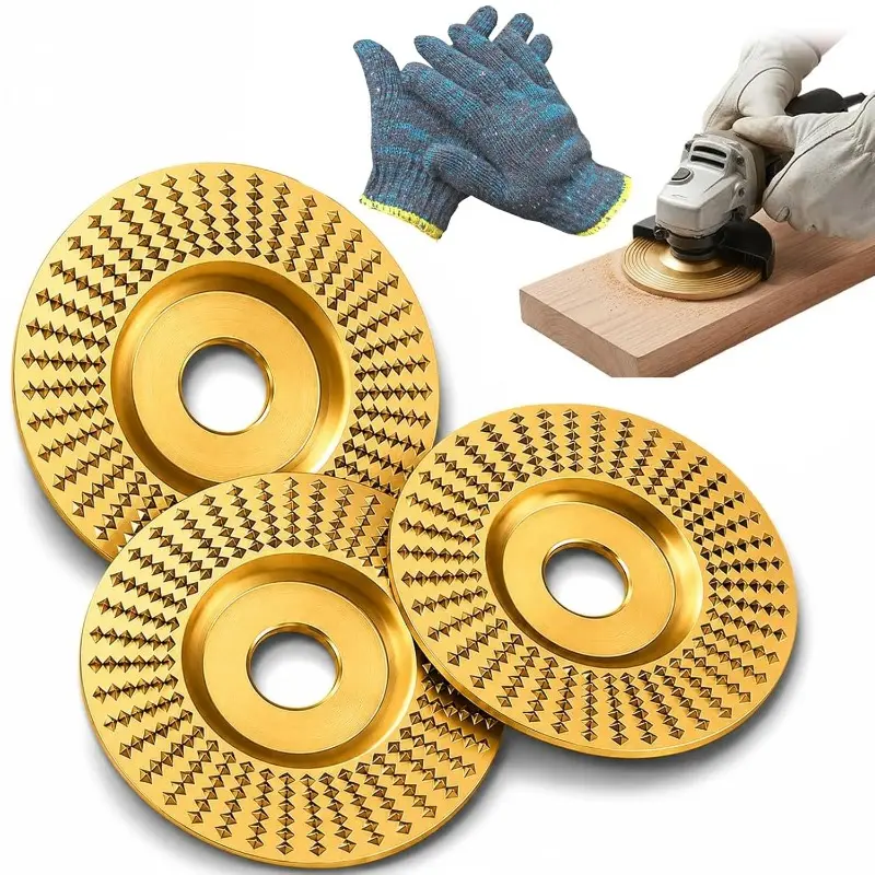 Upgraded and Thickened Angle Grinder Polishing Pad, Thickened Tungsten Carbide Wood Carving Disc Kit, 16mm/22mm Arbor, for Sanding Grinding Sculpting Surface Finishing 3pcs