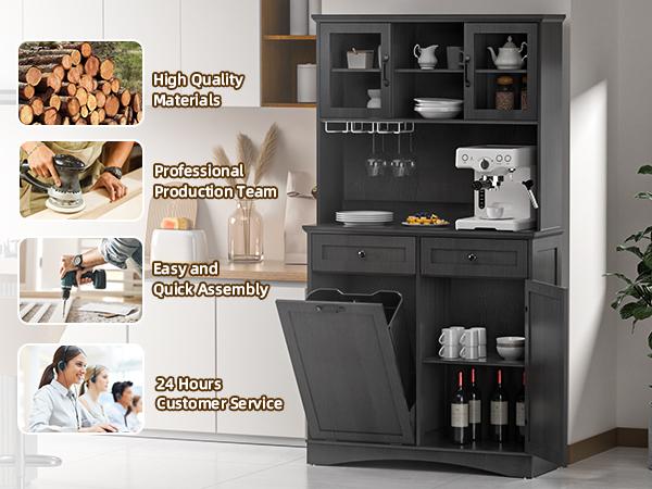 【Does Not Include Trash Can】 Spurgehom 2-in-1 Kitchen Trash Cabinet & Pantry Cabinet: Freestanding Tilt-Out Storage with Shelves, Holds 13 Gallon Garbage Can, for Kitchen, Living Room & Bathroom Organization 【Does Not Include Trash Can】 Spurgehom 2-in-1 Kitchen Trash Cabinet & Pantry Cabinet: Freestanding Tilt-Out Storage with Shelves, Holds 13 Gallon Garbage Can, for Kitchen, Living Room & Bathroom Organization