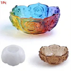 1Pcs DIY Resin Mold Lotus Bowl Mold Candle Holder Mold Flower Pot Mold Silicone UV Epoxy Resin Casting Mold For DIY Flower Pot Ornament Container Jewelry Tray Holder Crafts