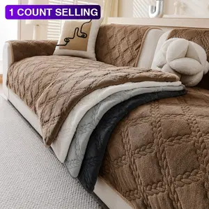 1pc Geometric Pattern Sofa Cushion, All-Season Reusable Soft Sofa Protector Mat, Pet-Friendly, Non-Slip, Modern Decor