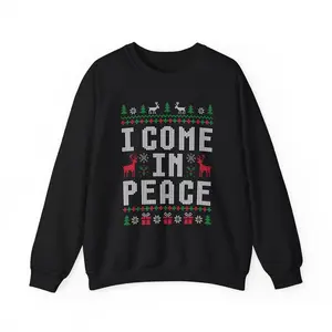 Viral?? I come in peace? and PEACE?? Ugly Christmas Sweaters? Funny Matching Holiday Sweatshirts for Couples | TikTok Trend 2025