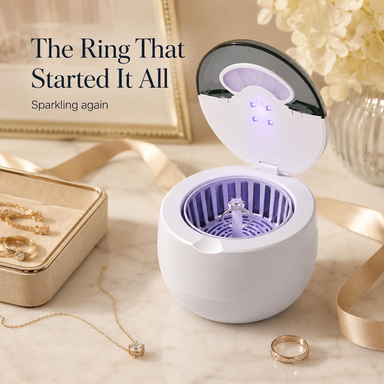 Stainless Steel Ultrasonic Jewelry Cleaner with UV-C Sterilization, 45kHz 200ML 4-Mode Cleansing Device - Gentle Daily Use for Rings, Earrings, Removes Odors toolupgrade