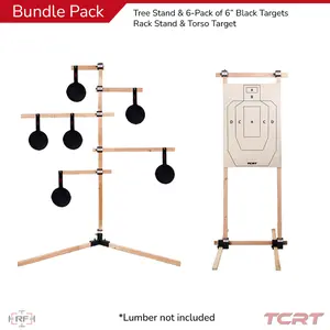TCRT Tactical Pack – Rack Stand, Tree Stand, Full Size Torso Target & 6-Pack of Black 6” Targets