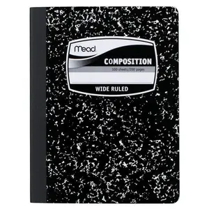 MeadWestvaco Consumer & Office Products  Meadwestvaco Consumer & Office Products Composition Book, Wide Ruled, 9.75x7.50 in.-Sheet Size, Black Marble, Bookbound-100 Sheets