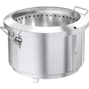 24 Inch Outdoor  Fire Pit Stainless Steel Fire Bowl, Portable   Stove with Detachable Handles for Backyard Camping