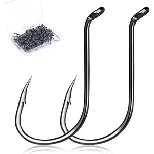 50/100 Pack Octopus Fishing Hooks - Offset Beak Circle Hooks for Fish Hooks Saltwater & Freshwater, Live Bait Fish Hook Black for Rigs Catfish, Bass Tuna, Walleye, Trout