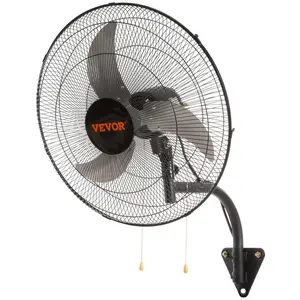 【fathersdaygift】VEVOR Wall Mount Fan, wall fan with light and remote, 21-Inch 6-Speed Oscillating Fan with LED Light, Timer & 360° Adjustable Tilt for Garage, Workshop, Bedroom, Patio - Quiet Plug-In Wall Fan
