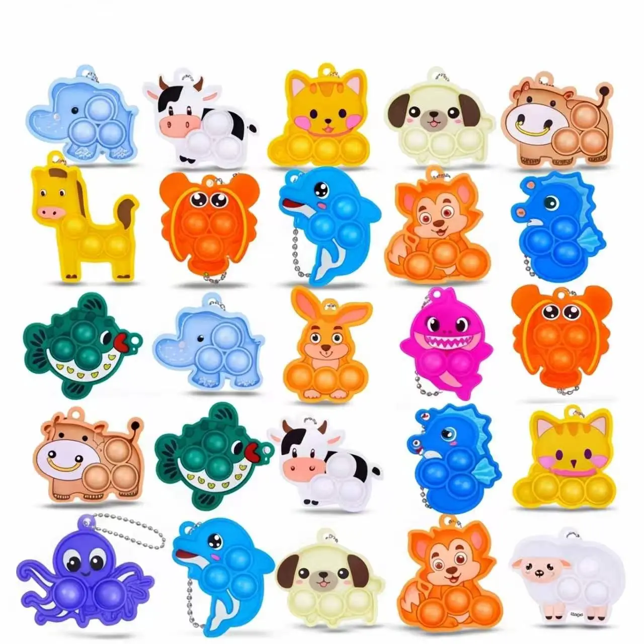 12PCS Animals And Ocean Theme Shape Pop Fidget Keychain, Party Favors For Kids,Party Supplies, Mini Pop Keychain Toys ,Goodie Bag Stuffers, Christmas Stocking Stuffers，Relaxed and Cute Style，Classroom Rewards- Assorted Varieties