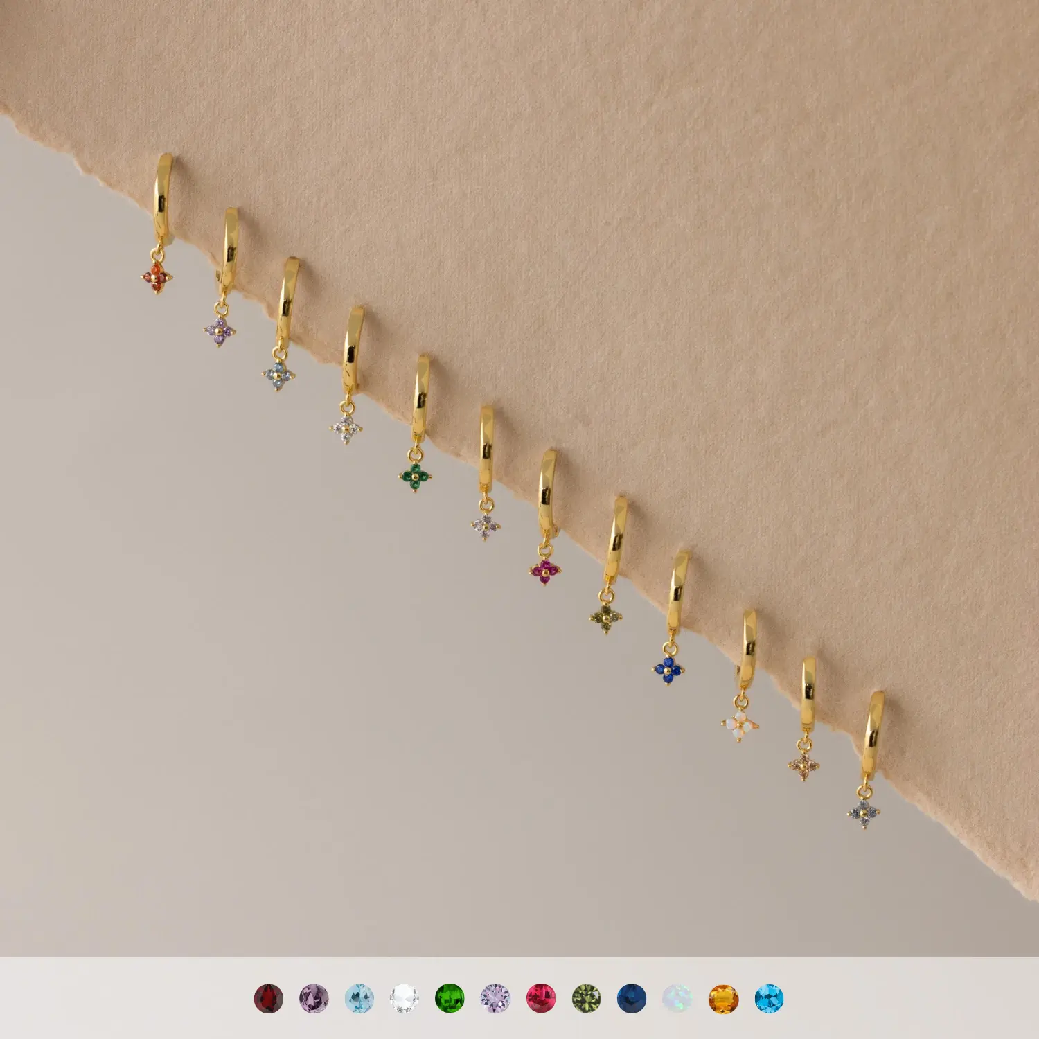 Ivy Birthstone Hoops by Caitlyn Minimalist - Dangling Flower Drop Earrings - Personalized Jewelry - Birthday Gift for Her