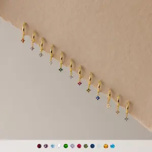 Ivy Birthstone Hoops by Caitlyn Minimalist - Dangling Flower Drop Earrings - Personalized Jewelry - Birthday Gift for Her